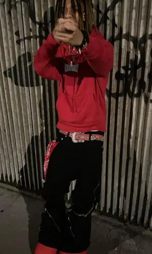 Kashdami’s Outfit in Half Evil 333 Hoodie, Rick Owens Pants & B.B. Simon Belt (2023)