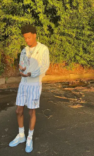Nardo Wick wearing Casablanca shorts