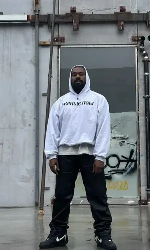 Kanye West wearing Yeezy hoody