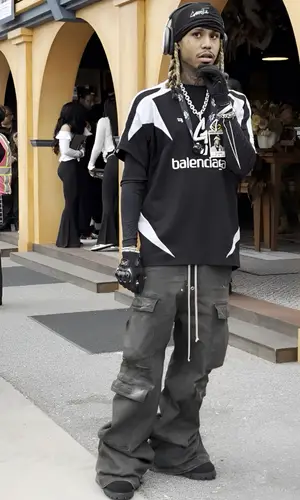 Lil Gnar’s Outfit in Balenciaga Jersey, Rick Owens Pants & Gnarcotic (2024)