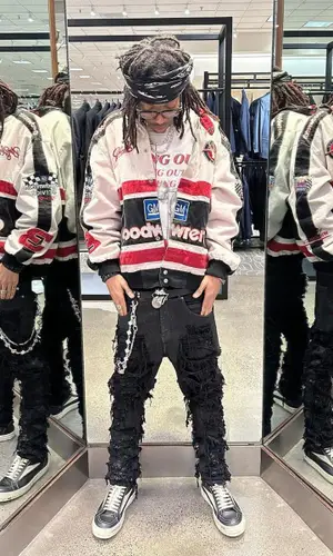 Lil Tecca wearing Alexander McQueen scarf