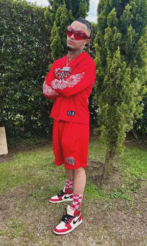 Lil Pump wearing Chrome Hearts shorts