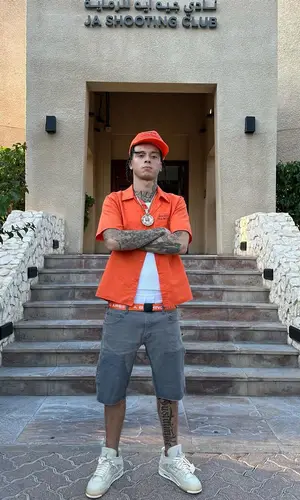 Central Cee wearing Bape belt