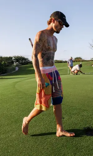 Justin Bieber wearing Nahmias shorts