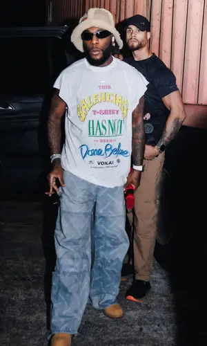 Burna Boy wearing Timberland boots