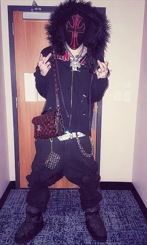 Sematary’s Outfit in B.B. Simon Belt, Louis Vuitton Bag & Chrome Hearts Hat (2024)