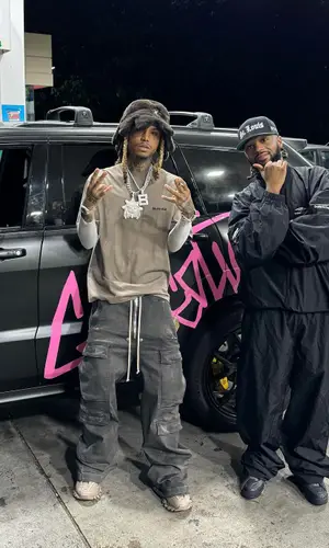 Lil Gnar’s Outfit in Balenciaga T-Shirt, Rick Owens Pants & Glo Gang Hat (2024)