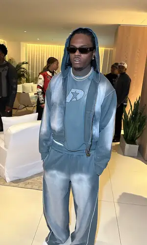 Gunna wearing P by Gunna hoody