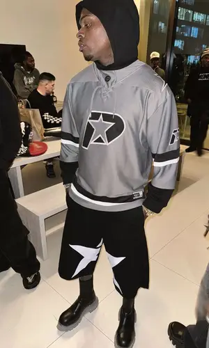 Gunna wearing P by Gunna jersey
