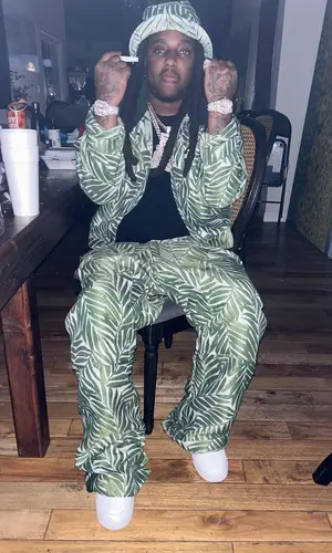 Tadoe wearing Lamar Llens jacket
