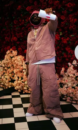 Peezy wearing Rick Owens pants