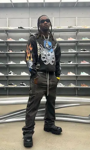 Offset wearing Offset Merch hoody