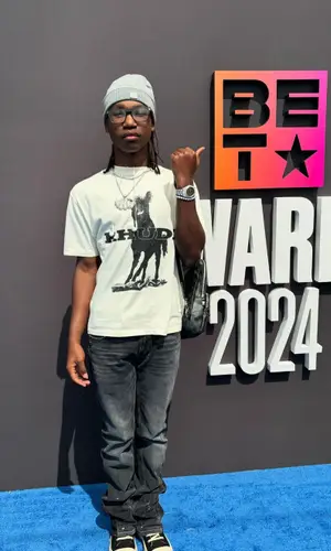 YNW BSlime’s Outfit in Rhude T-Shirt, Rick Owens Sneakers & Louis Vuitton Hat (2024)