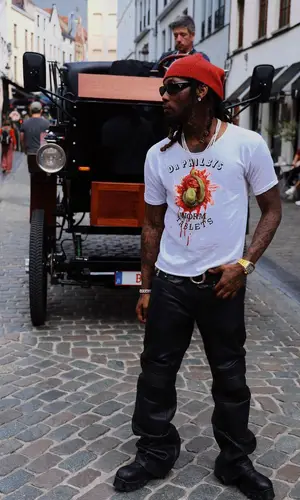 Offset wearing Chrome Hearts belt