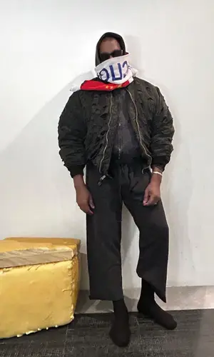 Kanye West wearing Gosha Rubchinskiy scarf