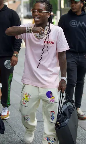 Jacquees’ Outfit in Marni T-Shirt, KidSuper Pants & Rick Owens Sneakers (2024)