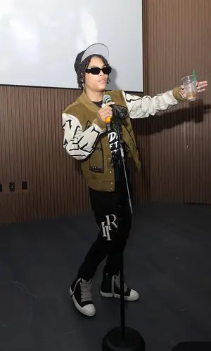 SugarHill Ddot’s Outfit in Who Decides War Jacket, Amiri Belt & Prada Eyewear (2024)