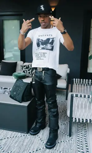 Lil Baby wearing Chrome Hearts belt