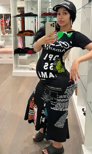 Cardi B’s Outfit in Marine Serre Top, Apple & Crocs Sandals (2024)