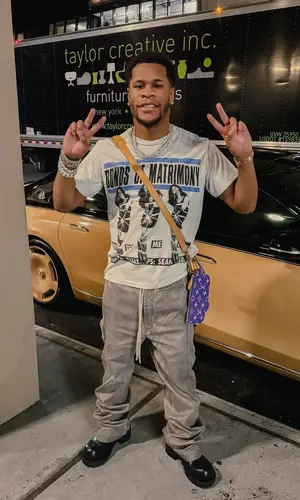 Devin Haney wearing Balenciaga boots