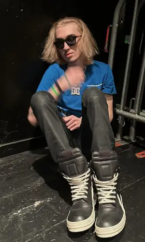 Dom Corleo wearing Rick Owens jeans