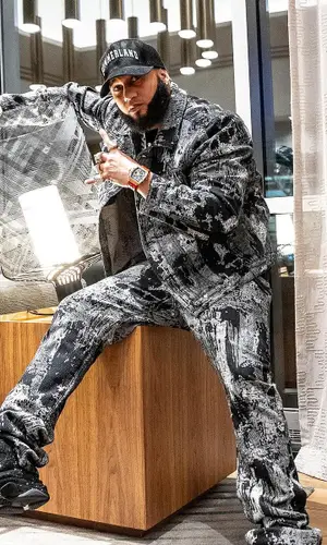 El Alfa El Jefe’s Outfit in Cult of Individuality Jacket, Balenciaga Sneakers & Nahmias Hat (2024)