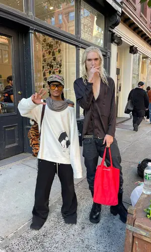 2hollis wearing Rick Owens jeans