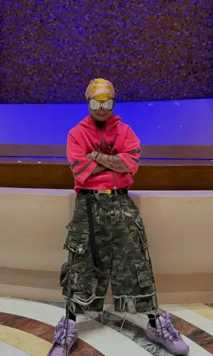Lil Pump wearing Balenciaga belt