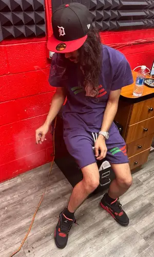 BabyTron wearing Denim Tears shorts