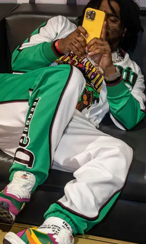 03 Greedo’s Outfit in Denim Tears Jacket, Marni Eyewear & Cough Syrup Socks (2024)