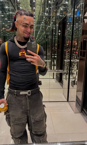 Lil Pump wearing Balenciaga belt