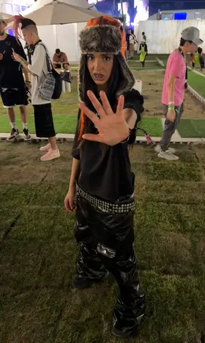 Dina Ayada wearing Aguv4ro Studio hat