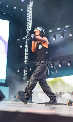 310babii wearing Chrome Hearts pants