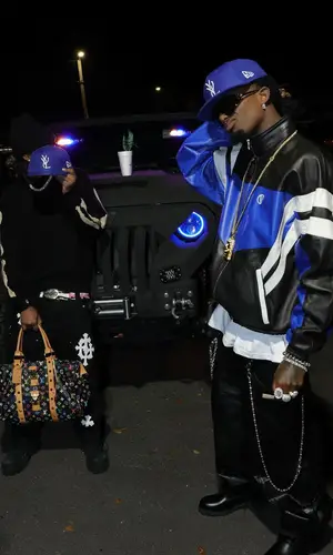Metro Boomin’s Outfit in Kapital Sweater, Chrome Hearts Pants & Playboi Carti Merch Cap (2024)