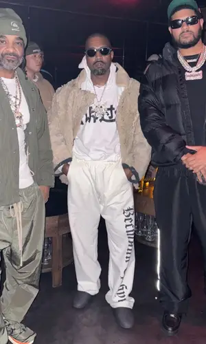 Kanye West wearing Yeezy hoody