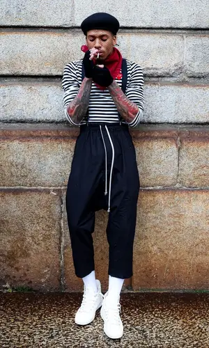 NLE Choppa wearing Comme Des Garcons top