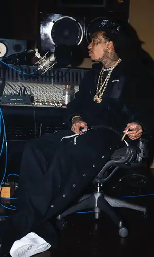 Wiz Khalifa wearing Chrome Hearts cap