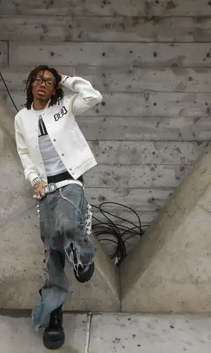 Lil Tecca wearing Alexander McQueen scarf
