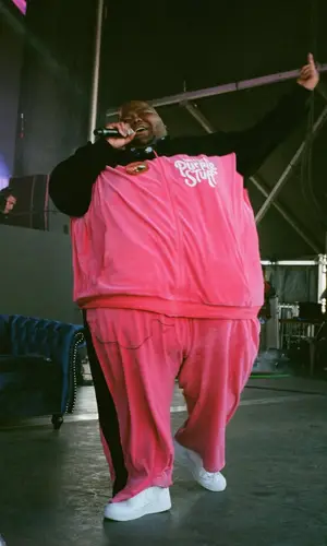 Dave Blunts wearing Dave Blunts Merch pants