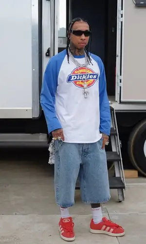 Tyga’s Outfit in Supreme Top, Chrome Hearts Eyewear & Dickies (2025)