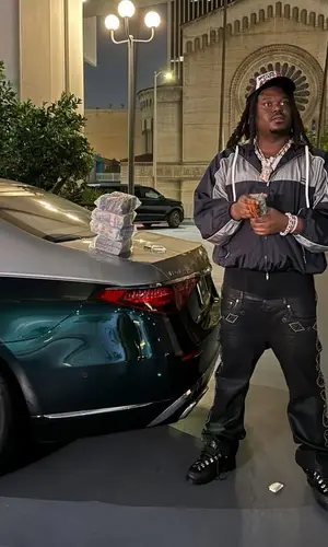 Lucki’s Outfit in Miu Miu Jacket, Cout De La Liberte Pants & Kapital Cap (2025)
