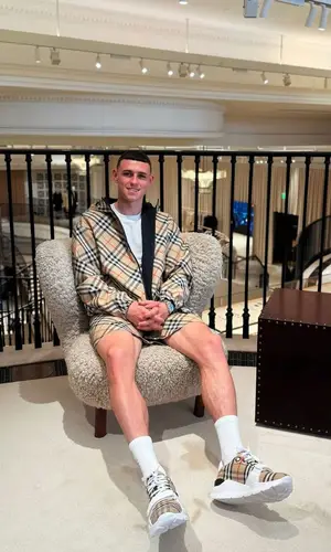 Phil Foden wearing Burberry sock