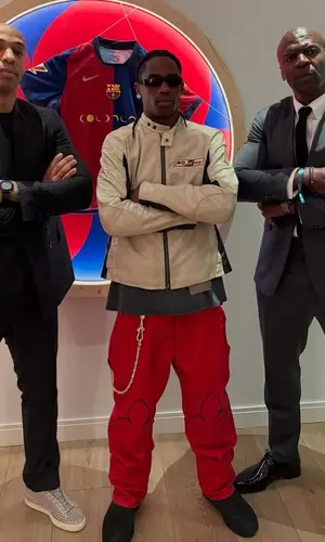 Travis Scott wearing Travis Scott Merch scarf