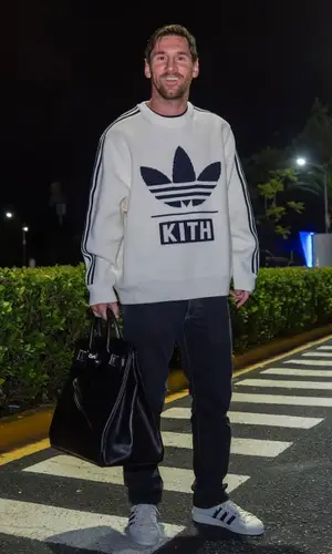Lionel Messi’s Outfit in Adidas Sweater, Hermes Bag & Kith (2025)
