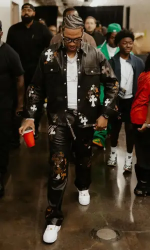 Lil Baby wearing Chrome Hearts belt