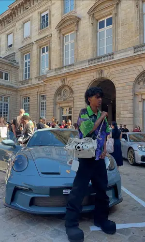 Yung Fazo wearing Balenciaga bag