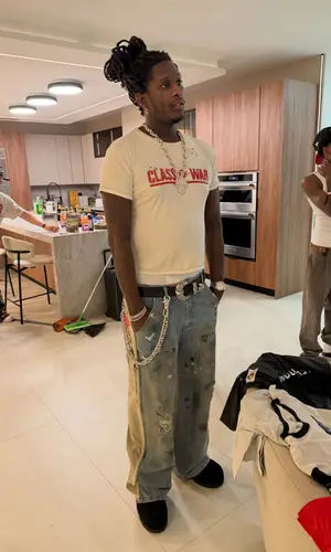 Young Thug wearing Chrome Hearts belt
