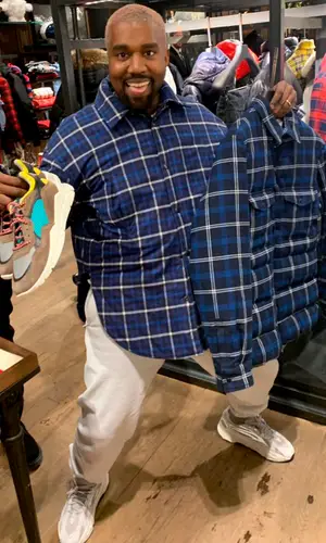 Kanye West wearing Balenciaga shirt