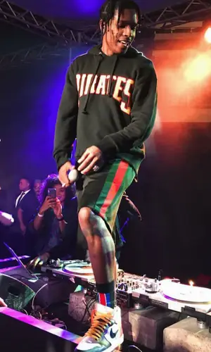 ASAP Rocky wearing Gucci jersey