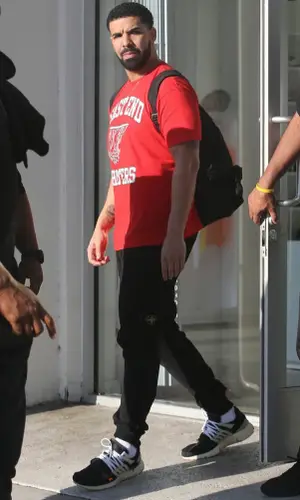 Drake wearing Balenciaga backpack